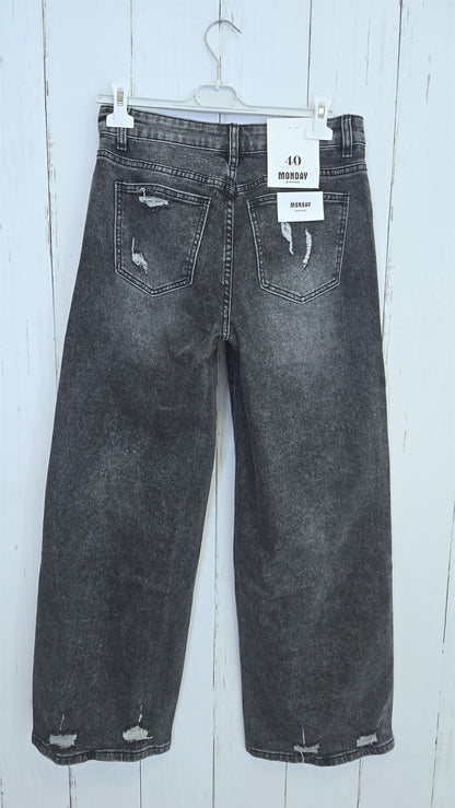 Clarissa Patches jeans gråsvart