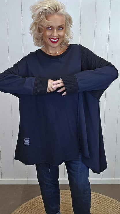 Amy asymmetrisk genser navy