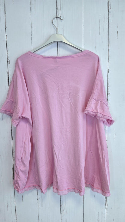 Basic Topp med V-hals rosa