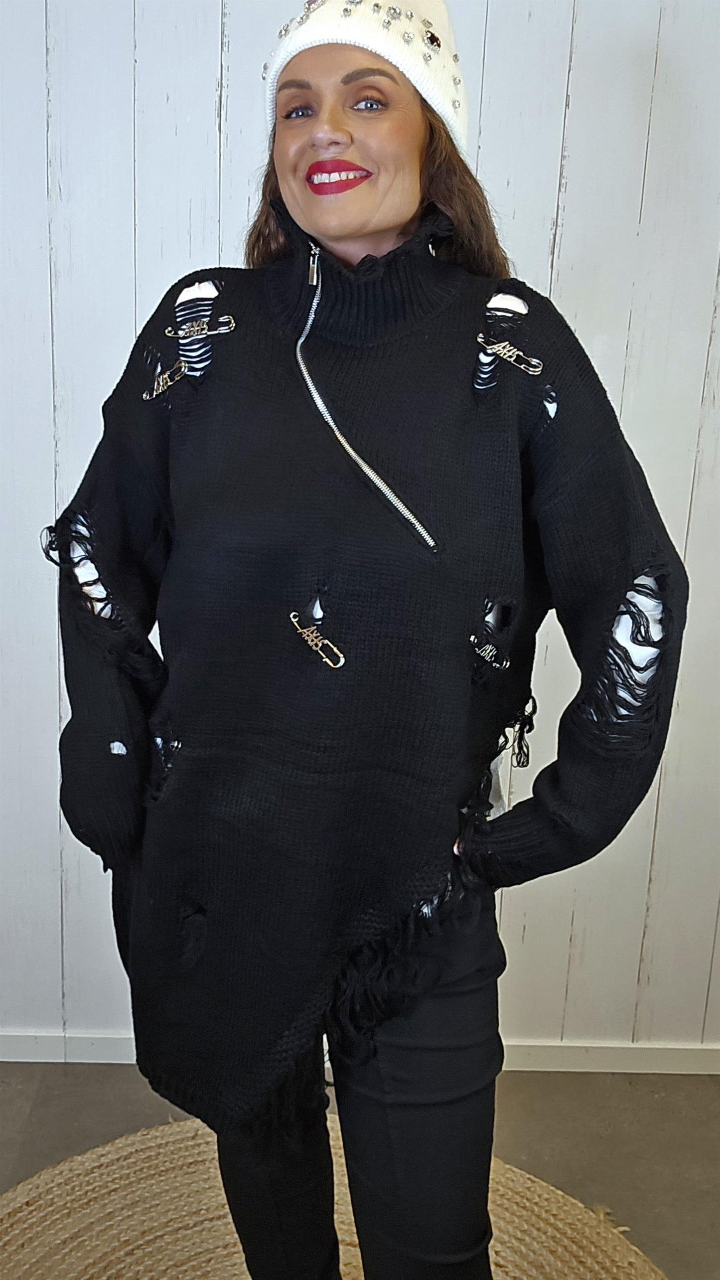 Astrid Strikkegenser med glidelås