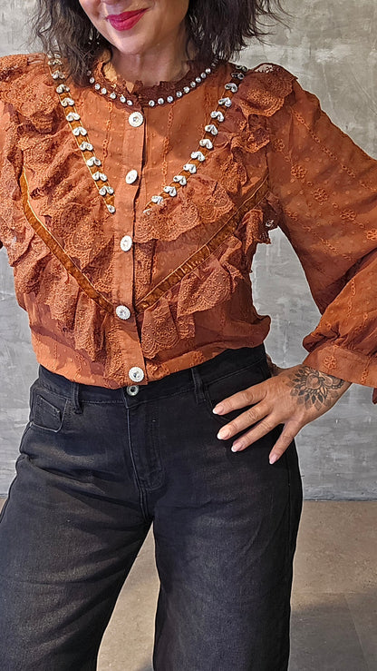 Stella skjorte bluse rust