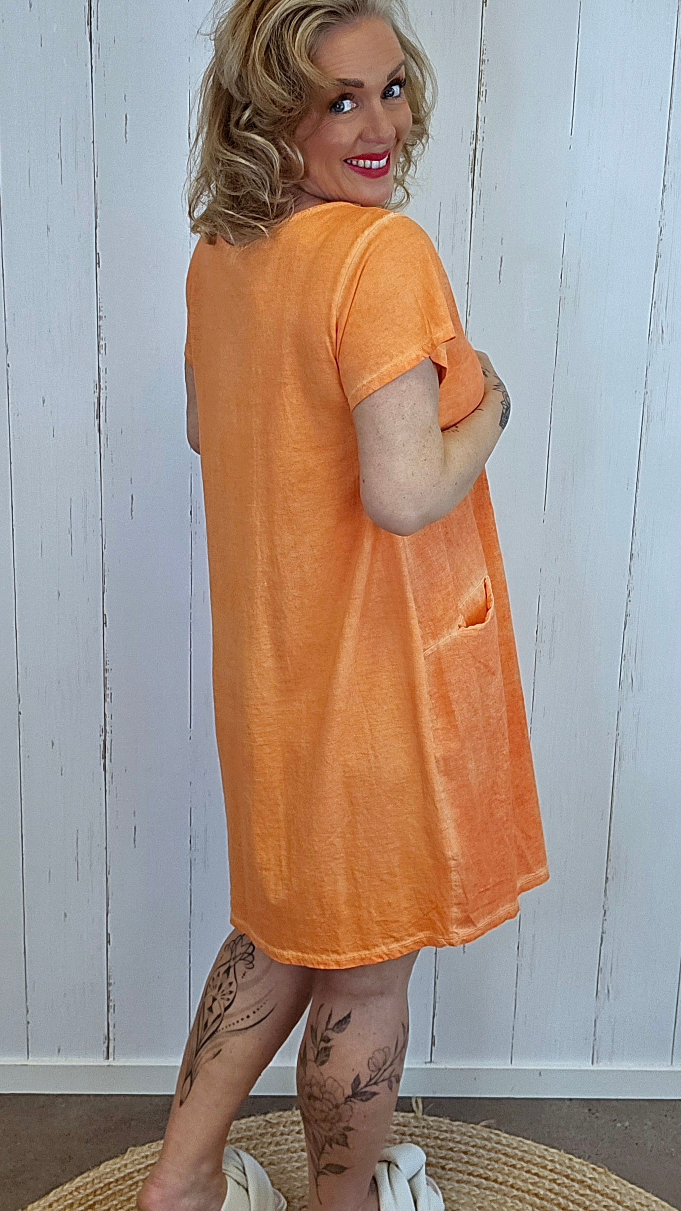 Beate bomullskjole orange