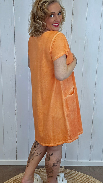 Beate bomullskjole orange