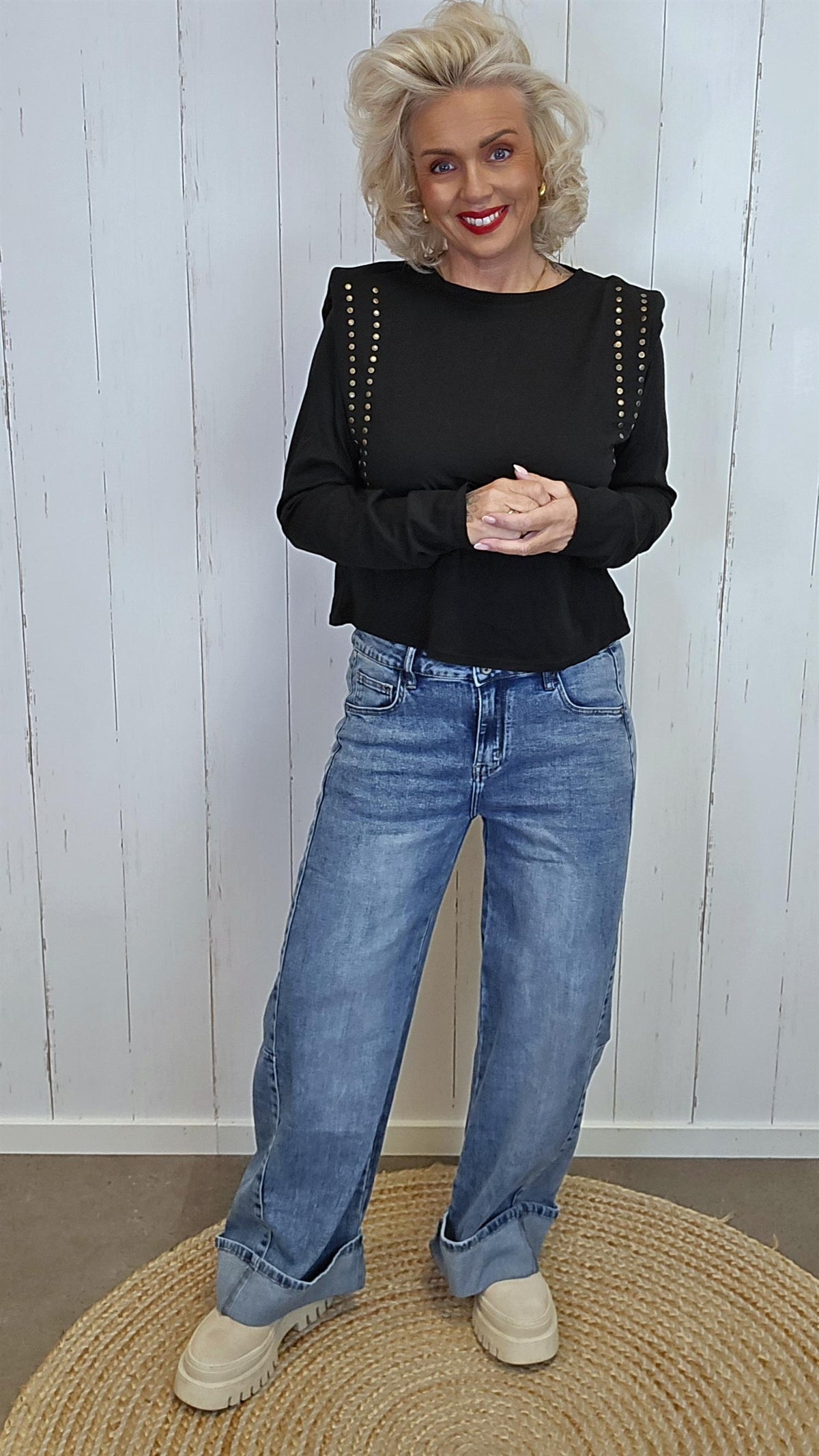 Sienna superstretch jeans med vide ben