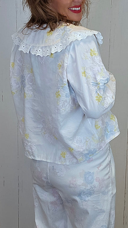 Elise blomsterbluse offwhite