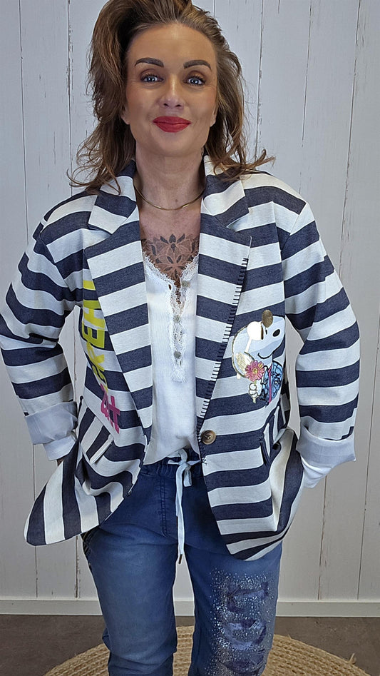 Livja blazer stripet blå/hvit