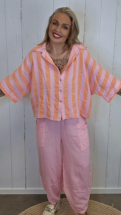 Gaia skjorte striper rosa