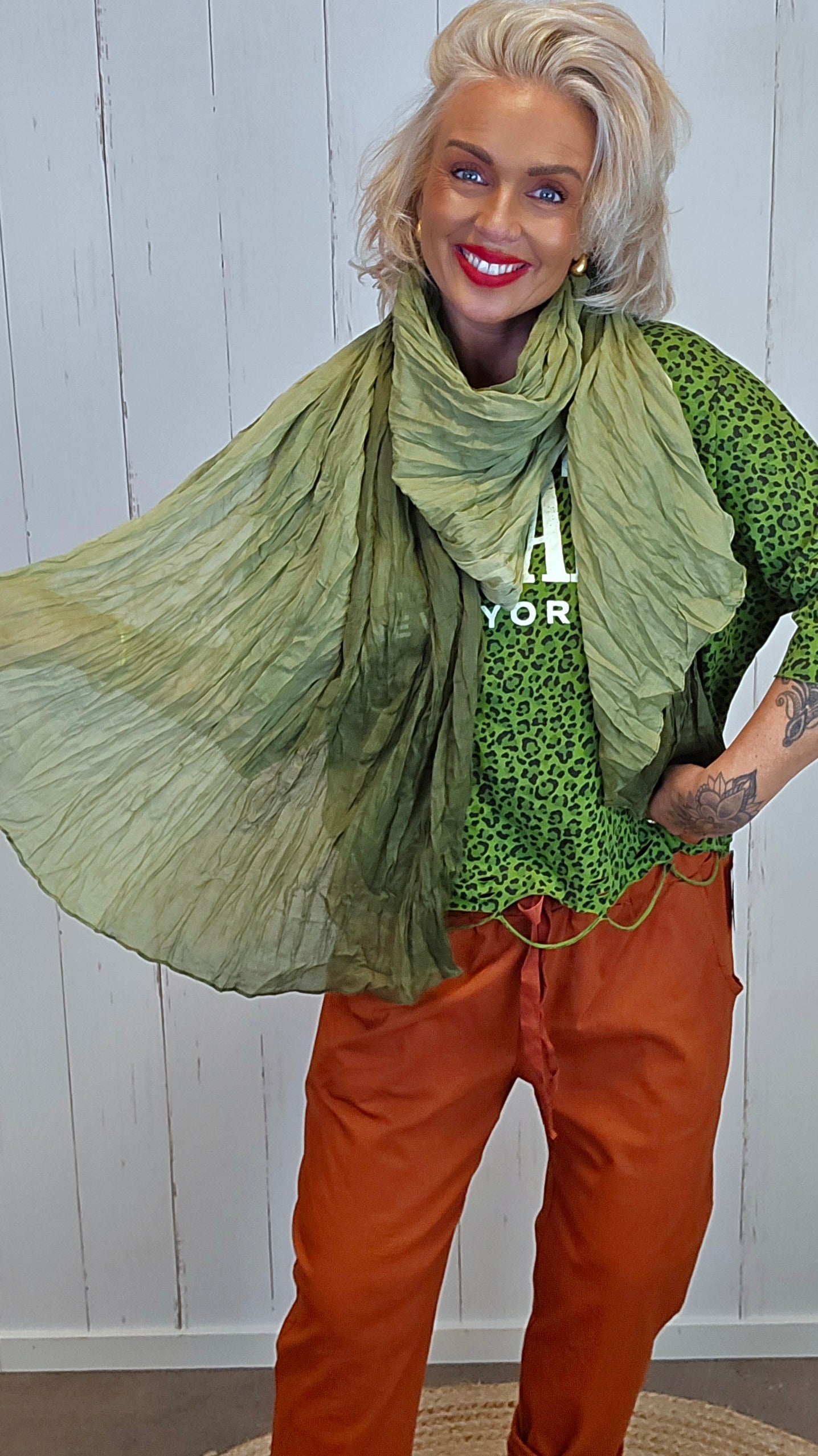 Crinkle skjerf grønn