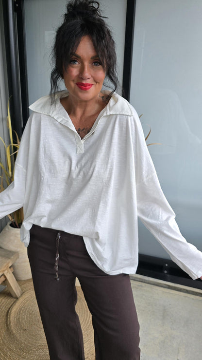 Bianco topp med knapper offwhite