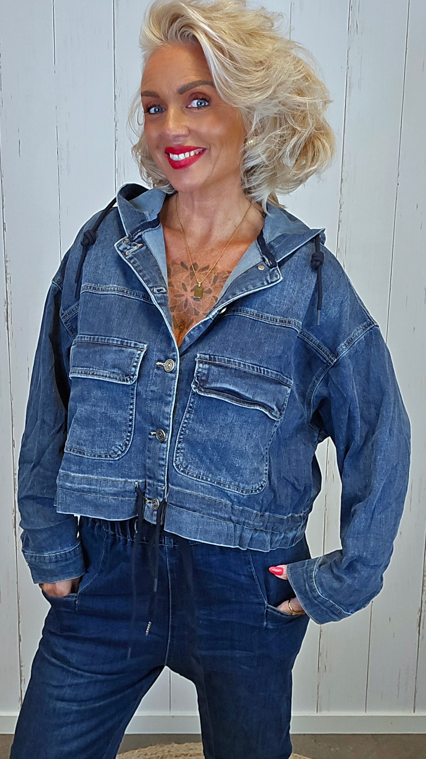 Alysa denim Hettejakke