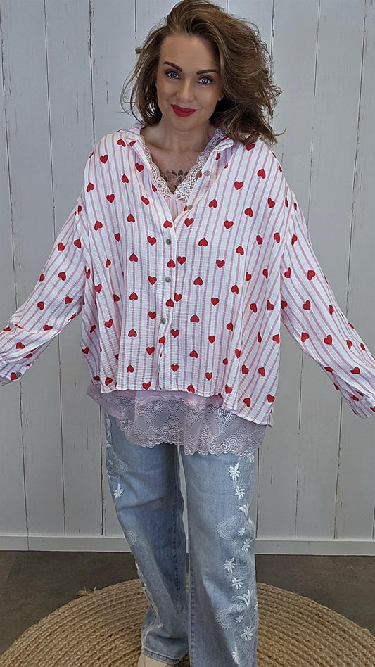 Alma hjerteskjorte rosa