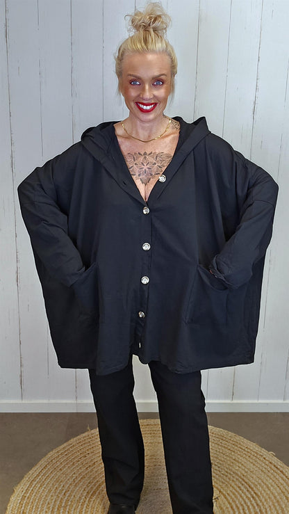 Cleo oversized jakke med stor hette
