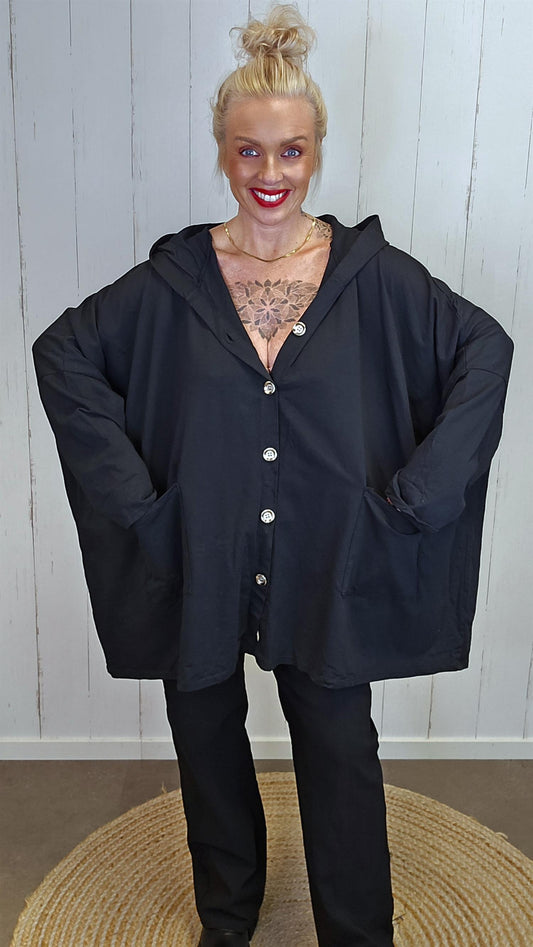Cleo oversized jakke med stor hette