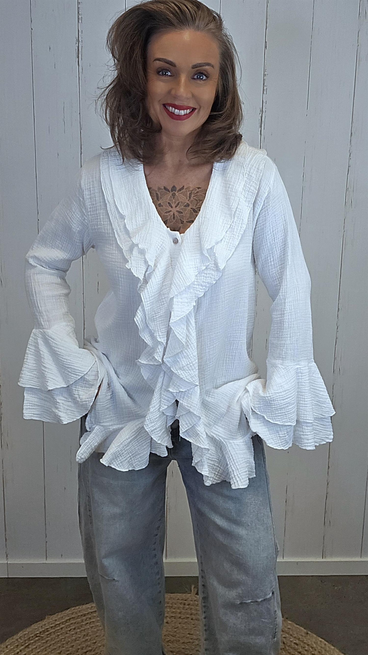 Jonna volang skjorte hvit