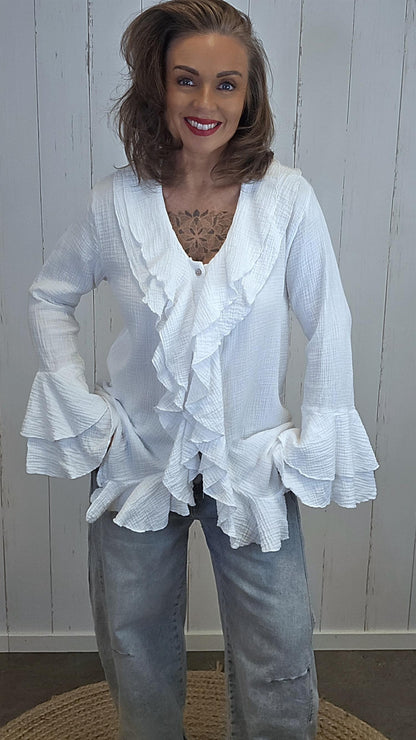 Jonna volang skjorte hvit