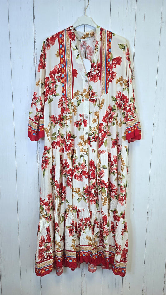 Celine blomstrete maxikjole rød