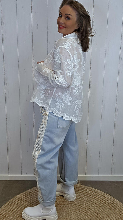 Kari blondeskjorte hvit