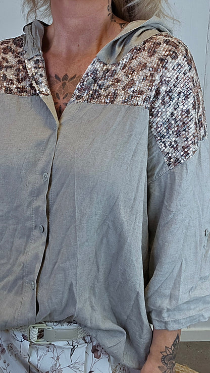 Leo lin hettejakke taupe