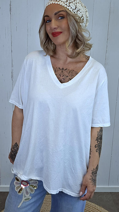 Lina hvit basic t-skjorte