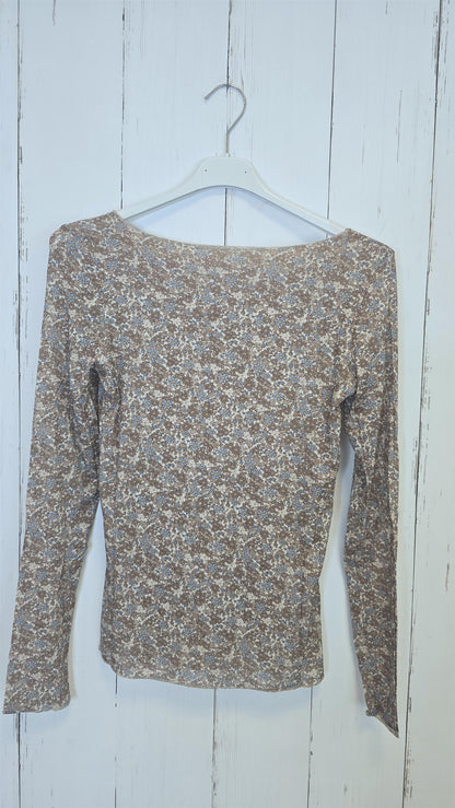 Tynn topp med blomsterprint brun