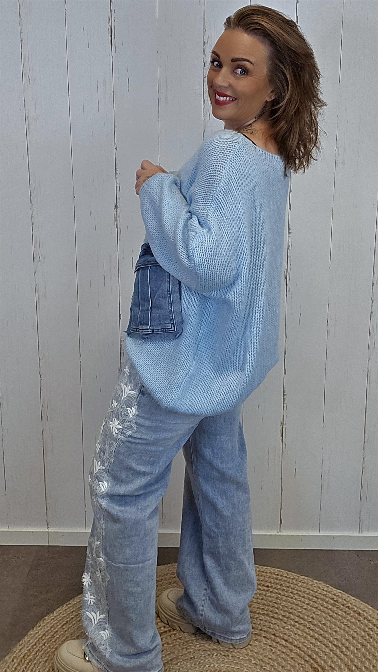 Bella Strikket Genser blå