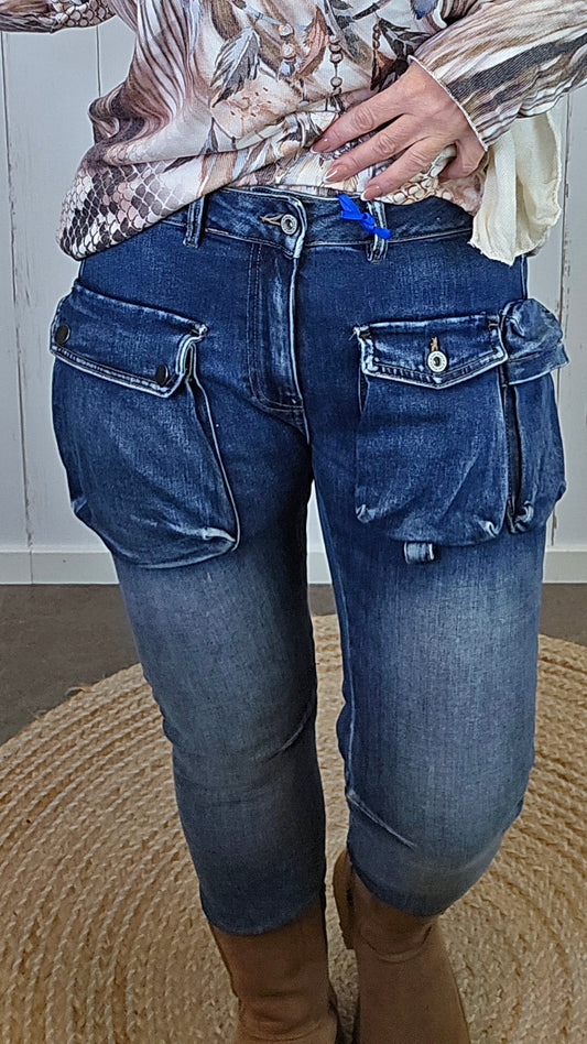 Ella Cargo Jeans Blå