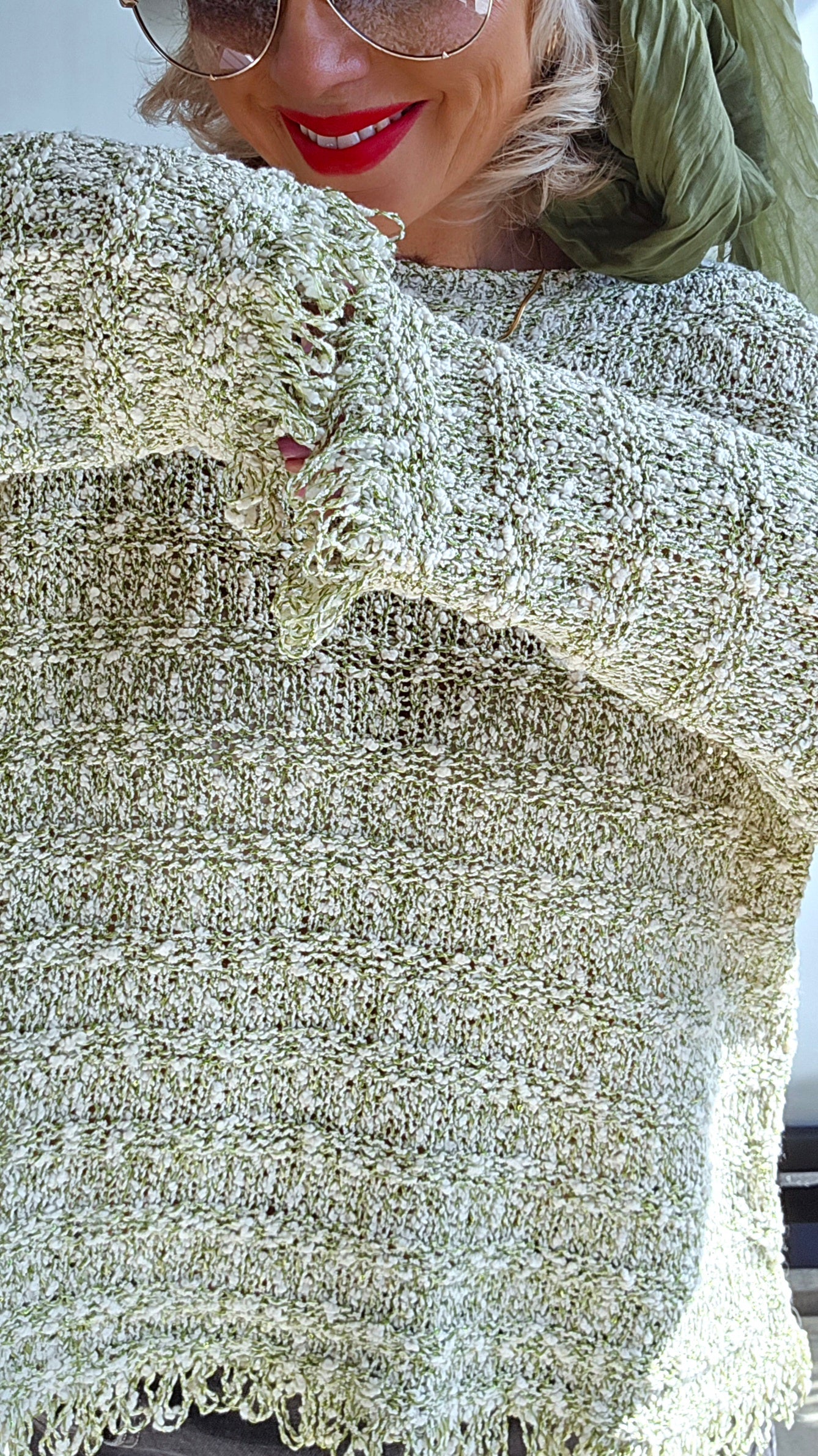 Jacquard cotton pullover green
