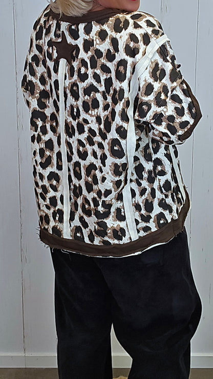 Cleo leopardgenser med stjerne creme