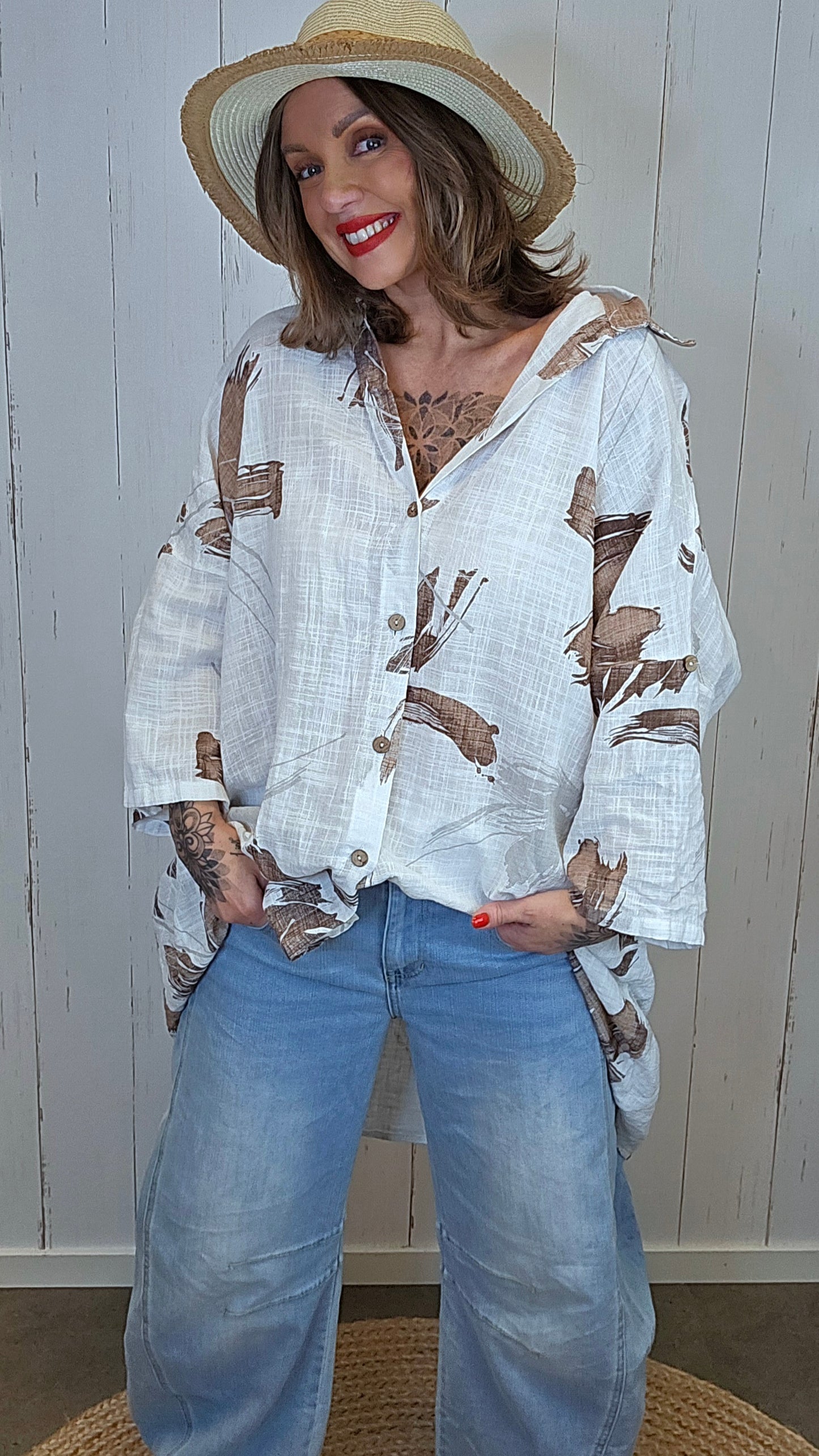 Gina lang skjorte brun