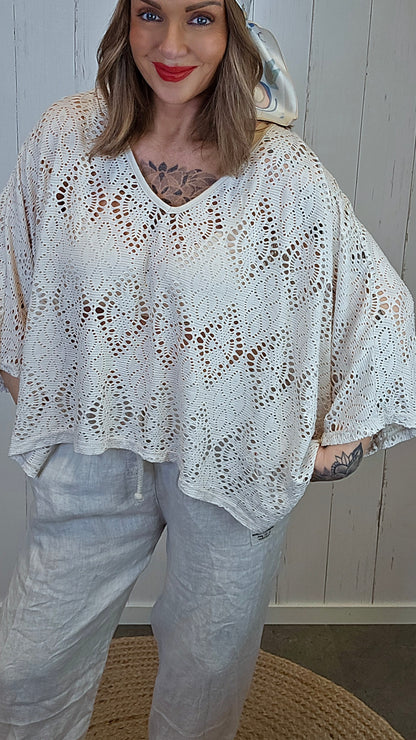 Eline poncho topp blonde Beige