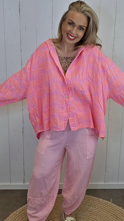 Gina mønstret skjorte rosa