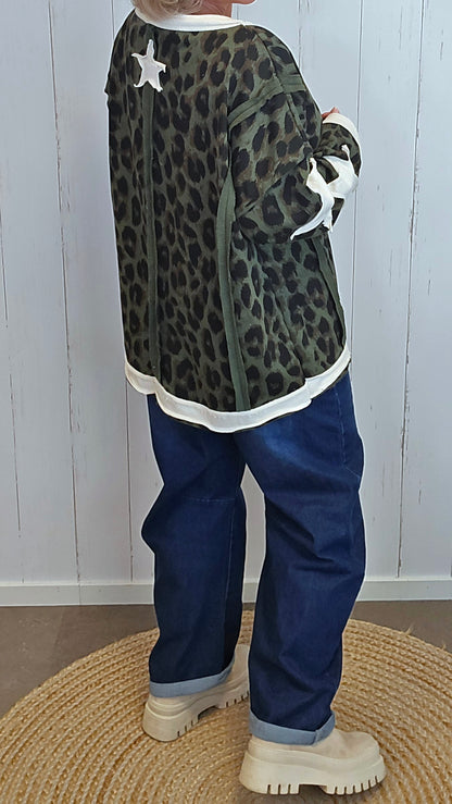 Stella leopardgenser med stjerne kaki