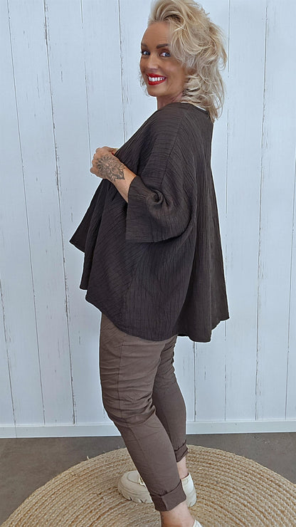 Belinda asymmetrisk jakke brun