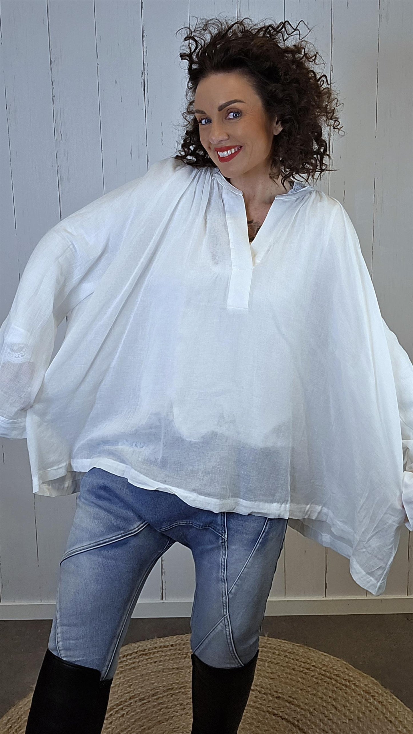 Sarah bomulls bluse hvit