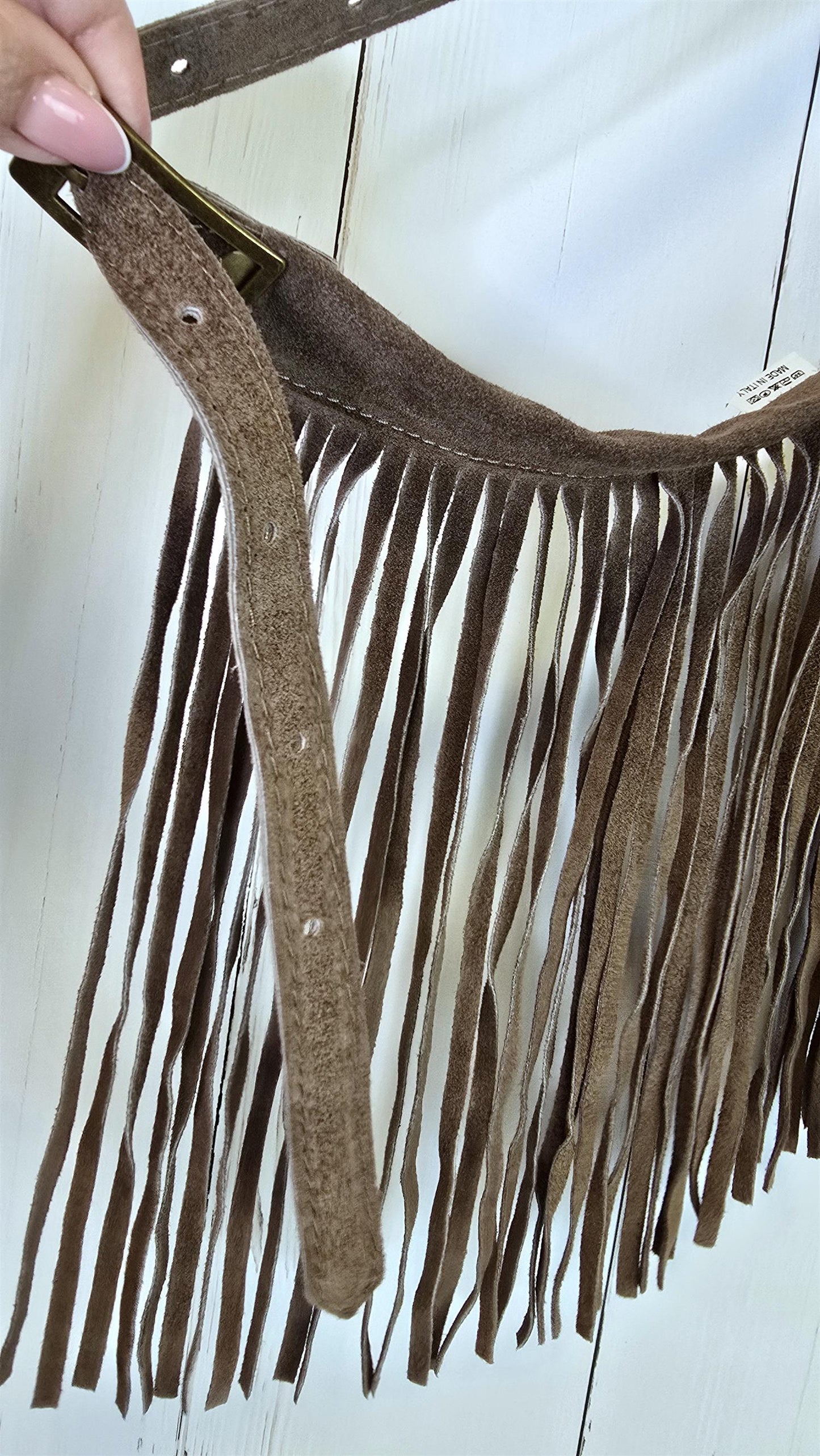 Anastasia skinn belte taupe