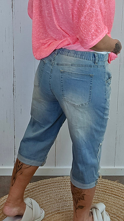 Sally jeansshorts med patches