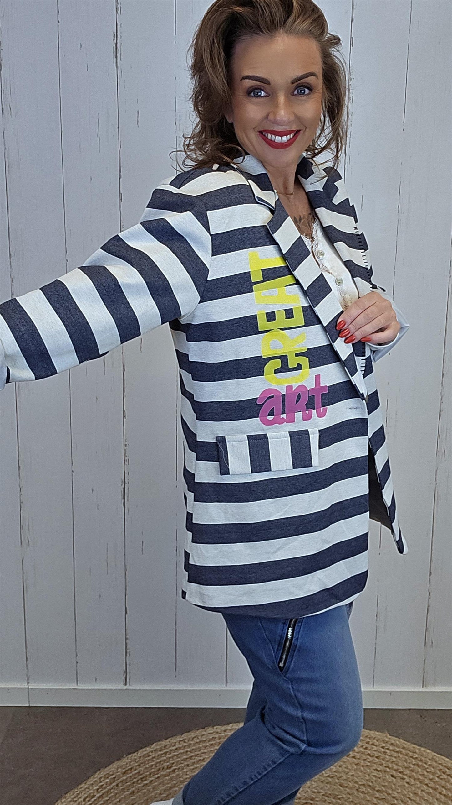 Livja blazer stripet blå/hvit