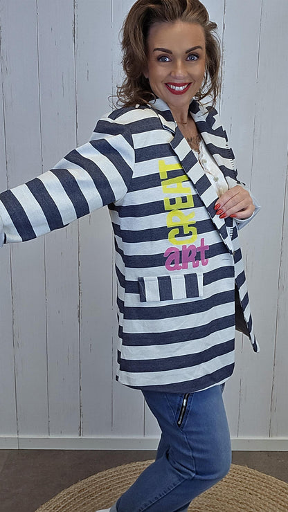 Livja blazer stripet blå/hvit