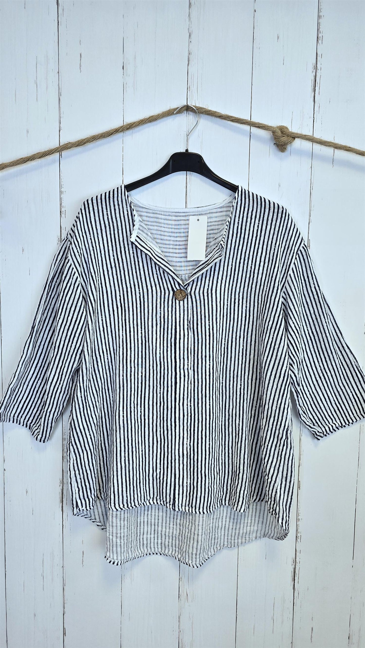 Alva bluse med striper hvit