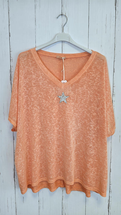 Oversized stjerne topp orange