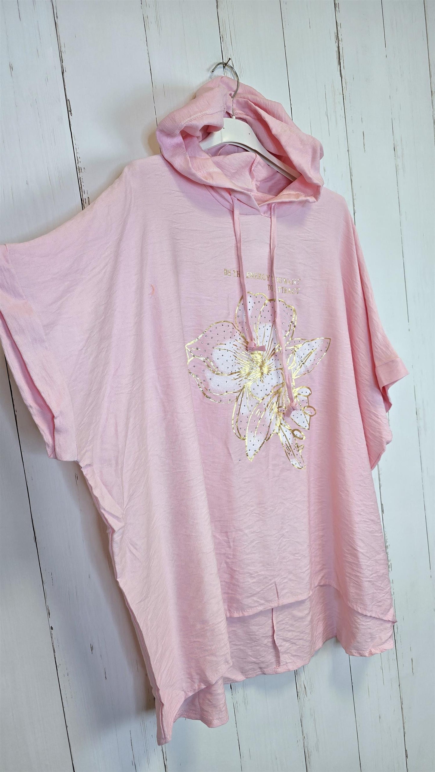 Hedda hettetopp med print rosa