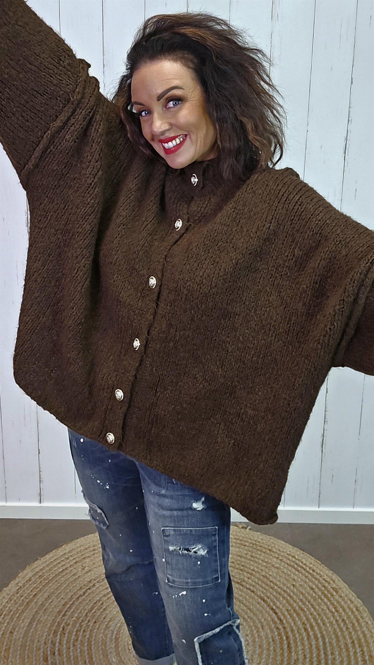 Sofia strikkegenser brun