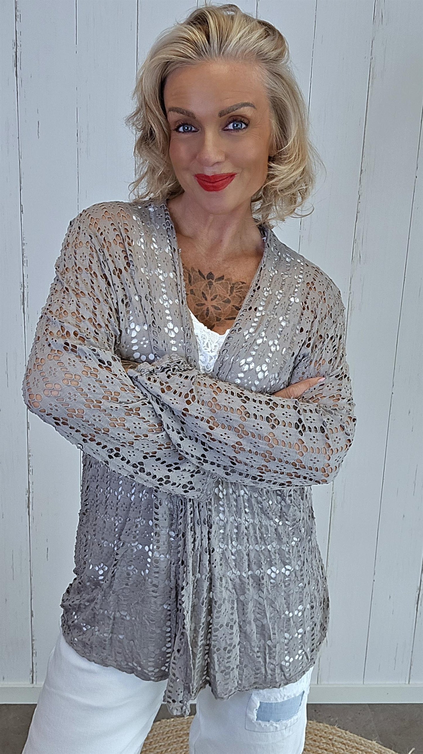 Leora lang blondecardigan taupe