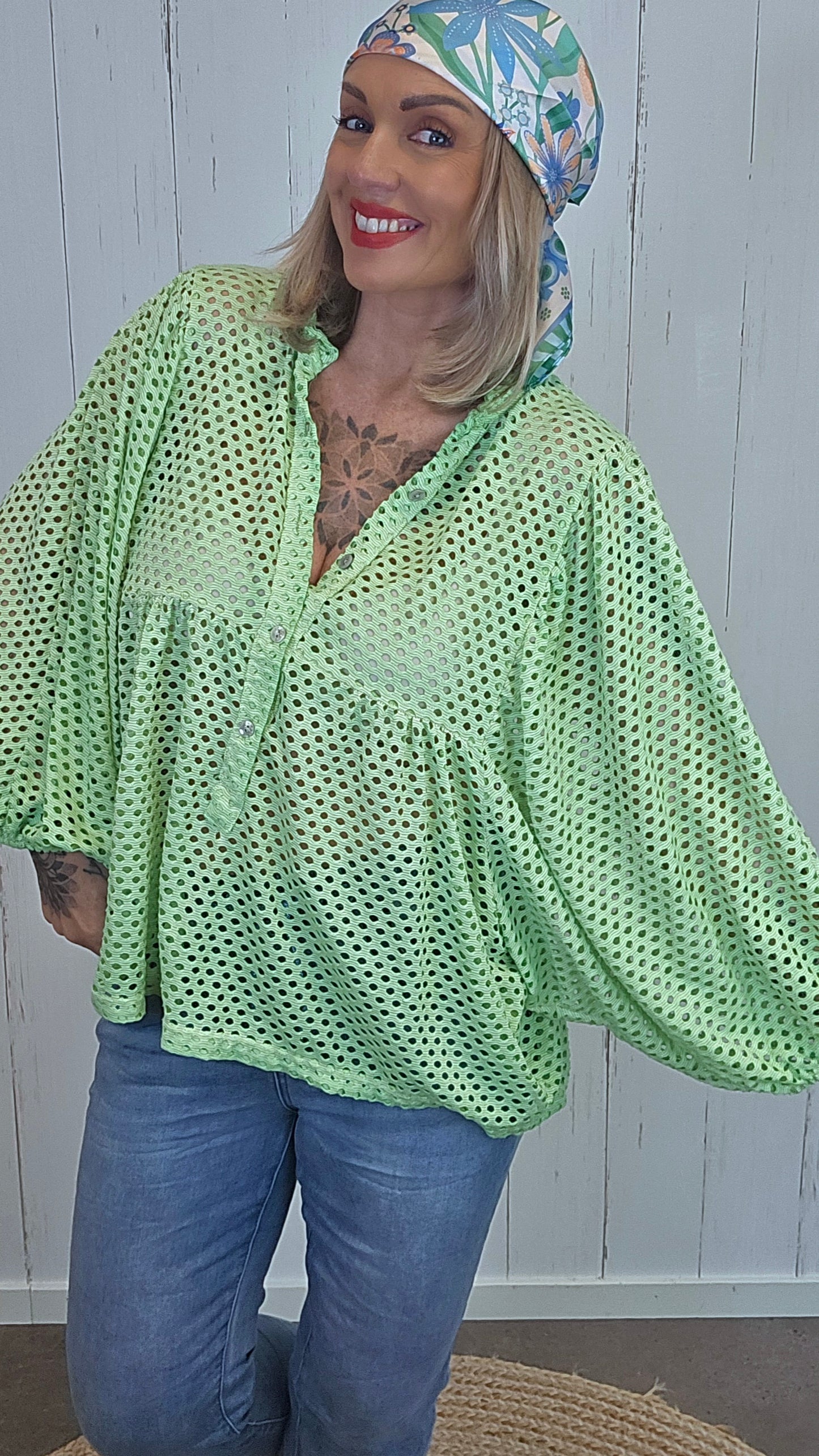 Carmen bluse grønn