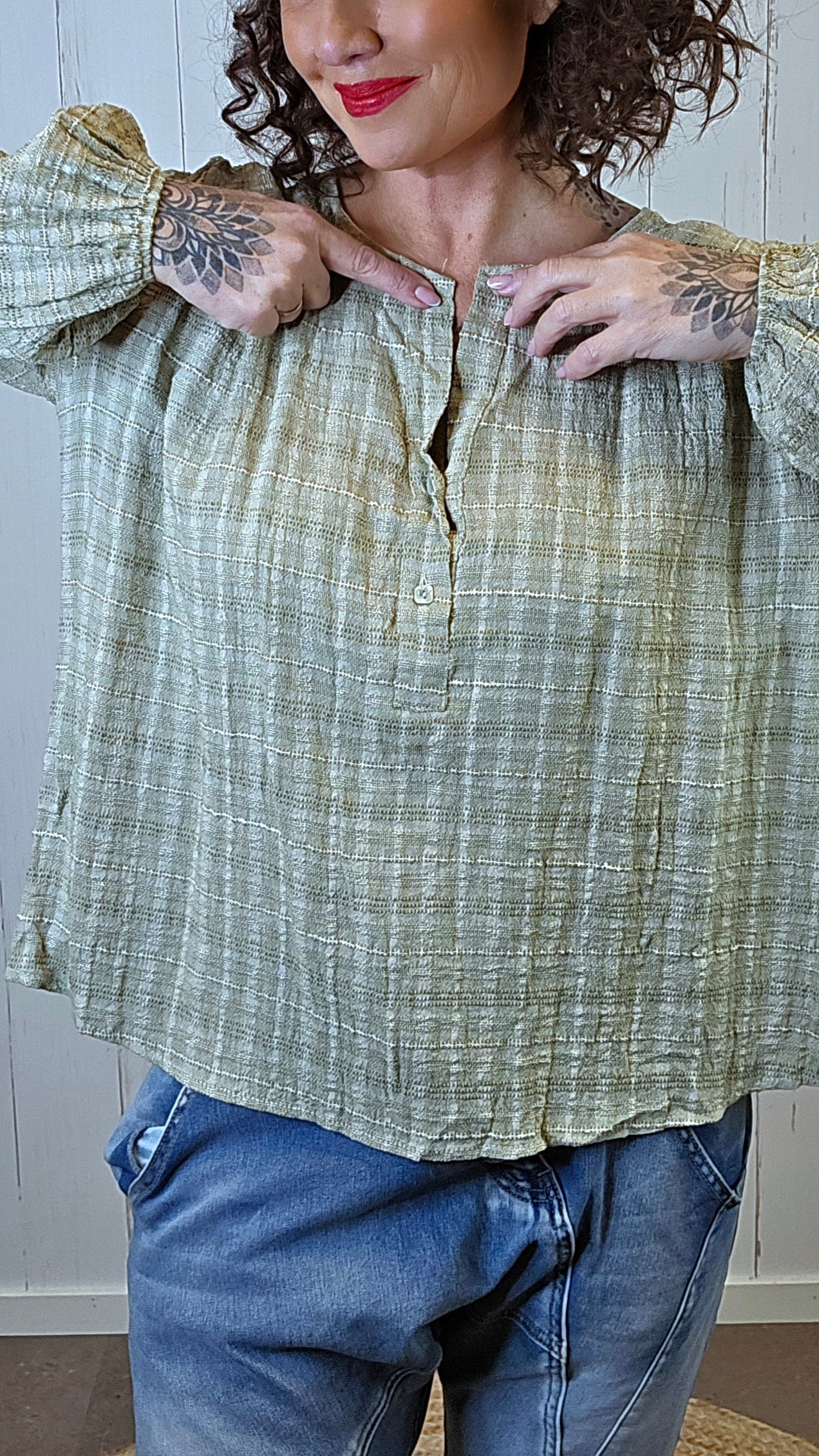 Freja bomullsbluse grønn