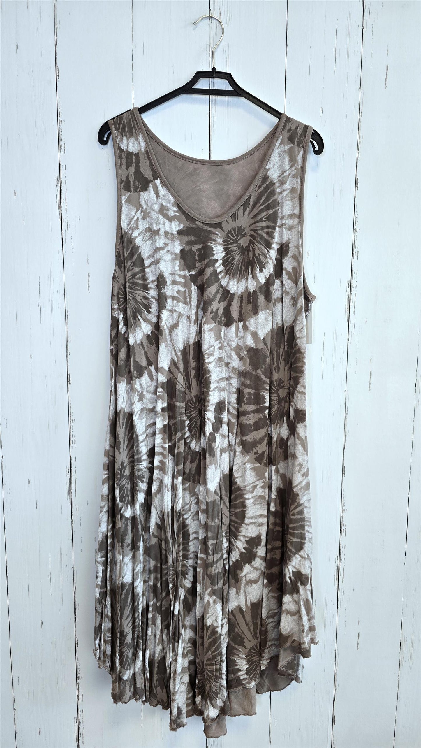 Tie dye viskosekjole taupe