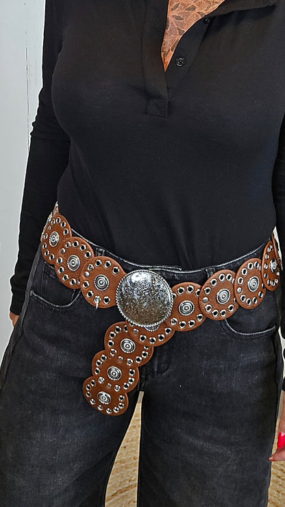 Boho belte Cognac