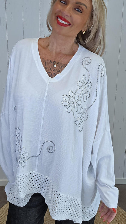 Giselle baggy topp hvit