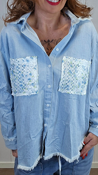 Kine denim skjorte lyseblå