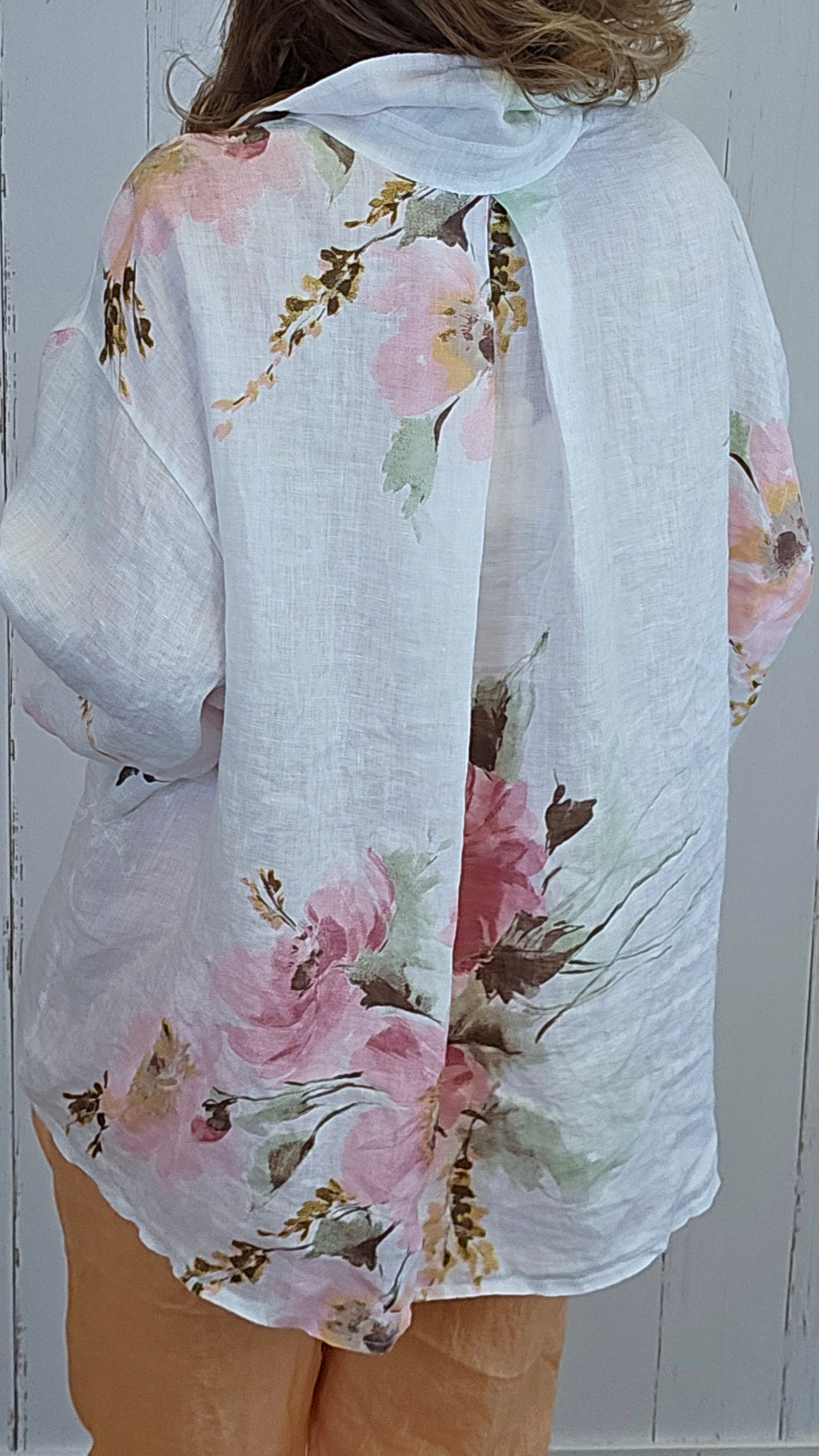 Luna linskjorte blomster hvit